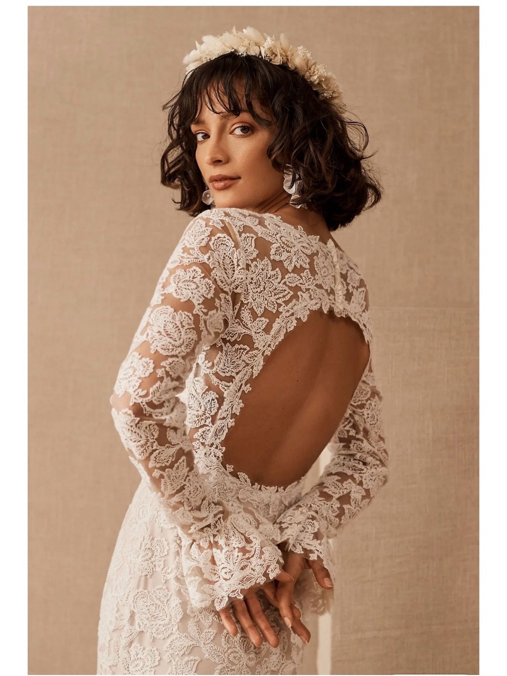 Wedding Gown Ivory Floral Lace Open-Back Dress Tadashi Shoji BHLDN NWT Anthro